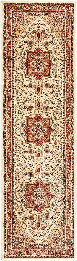 SAFAVIEH Lyndhurst Collection Runner Rug - 2'3" x 12', Ivory & Rust, Traditional Oriental Design, Non-Shedding & Easy Care, Ideal for High Traffic Areas in Living Room, Bedroom (LNH330R)