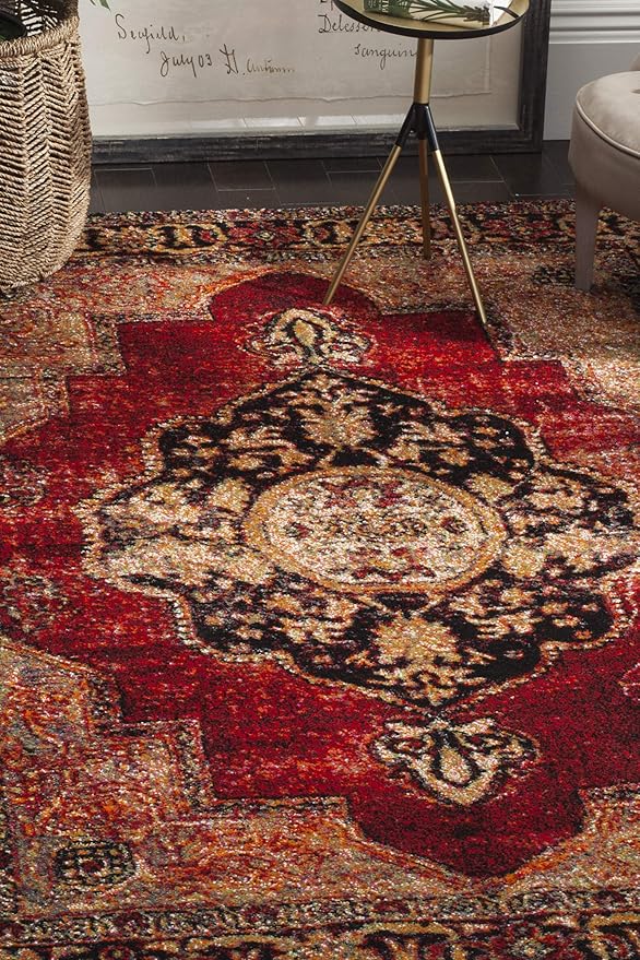 SAFAVIEH Vintage Hamadan Collection X-Large Area Rug - 11' x 15', Red & Multi, Oriental Persian Design, Non-Shedding & Easy Care, Ideal for High Traffic Areas in Living Room, Bedroom (VTH219A)