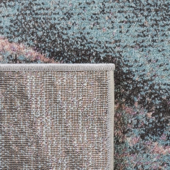 SAFAVIEH Glacier Collection 2'3" x 8' Pink / Blue GLA126U Modern Abstract Non-Shedding Living Room Entryway Foyer Hallway Bedroom Runner Rug