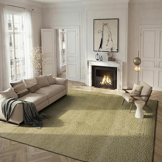 SAFAVIEH Santa Monica Shag Collection 8' x 10' Green SGN725 Solid Non-Shedding Living Room Bedroom Dining Room Entryway Plush 2-inch Thick Area Rug