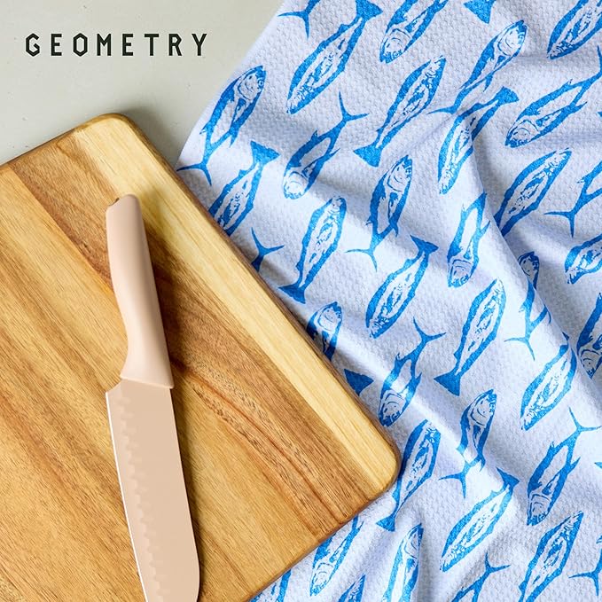 Tea Towels – Spring & Summer Collection – Quick-Dry, Ultra-Absorbent, Reusable Microfiber Kitchen Towels for Drying & Cleaning - Coastal Catch - 1 Pack