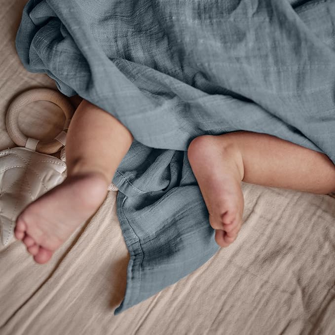 Baby Swaddle – Organic Cotton Muslin Baby Swaddles for Newborns 47” x 47” 2-Pack (Sage Green/Tradewinds)