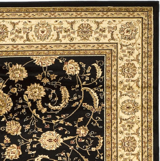 SAFAVIEH Lyndhurst Collection Area Rug - 8' x 11', Black & Ivory, Traditional Oriental Design, Non-Shedding & Easy Care, Ideal for High Traffic Areas in Living Room, Bedroom (LNH219A)