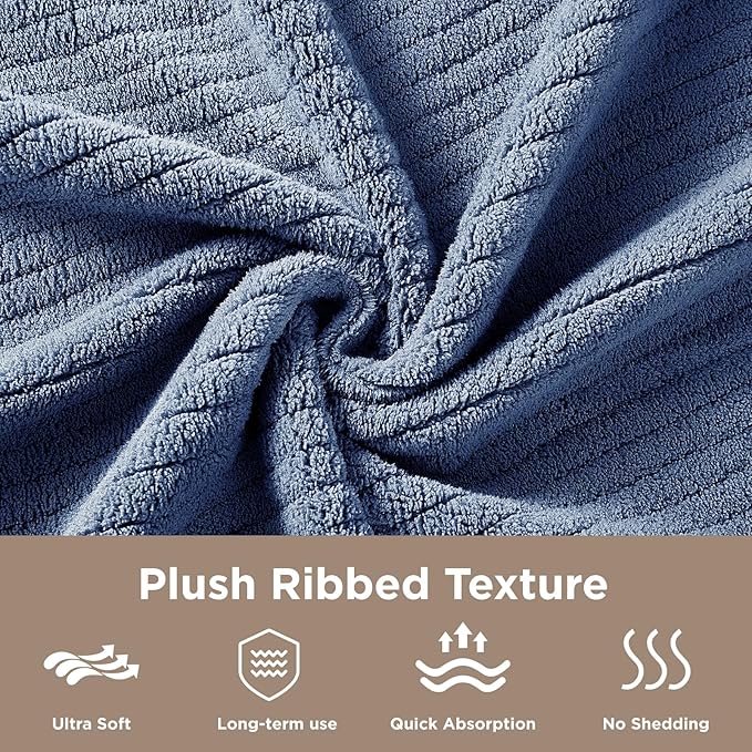 Oversized Bath Towels 8 Piece Towel Set, 2 Extra Large Bath Sheets, 2 Hand, 4 Washcloths, Luxury Soft Super Absorbent Thick Shower Towels for Bathroom, Spa & Hotel, Quick Dry, Electric Blue