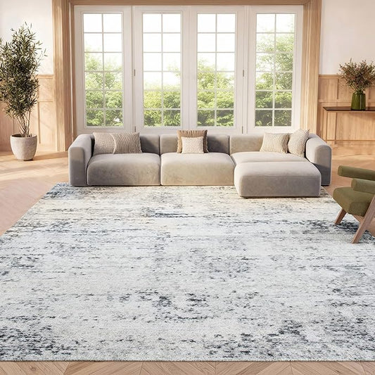 SAFAVIEH Area Rug 8x10 - Amelia Collection - Large - Ivory & Grey, Modern Design, Non-Shedding & Easy Cleaning, Ideal for Living Room, Bedroom, Office, Dining Space (ALA700C)