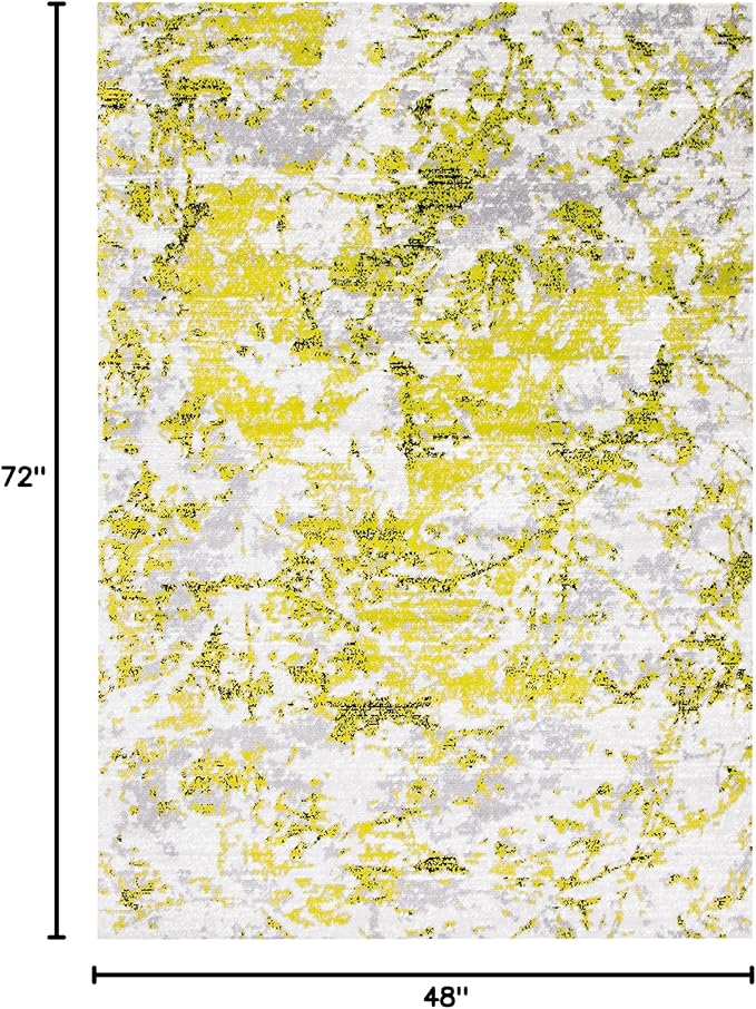 SAFAVIEH Skyler Collection 4' x 6' Grey/Green SKY186Y Modern Abstract Non-Shedding Entryway Living Room Foyer Bedroom Accent Rug