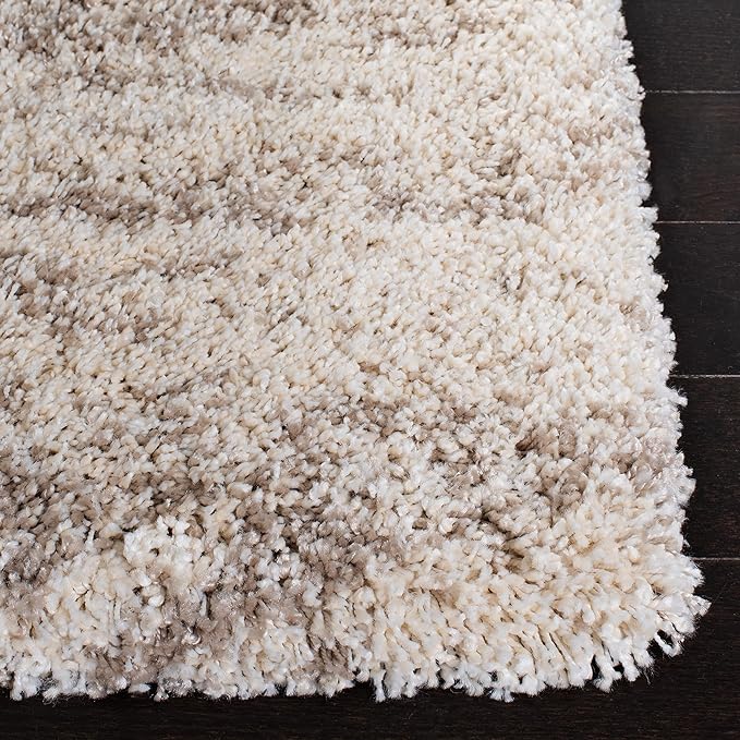 SAFAVIEH Hudson Shag Collection Area Rug - 10' x 14', Ivory & Beige, Modern Design, Non-Shedding & Easy Care, 2-inch Thick Ideal for High Traffic Areas in Living Room, Bedroom (SGH206B)