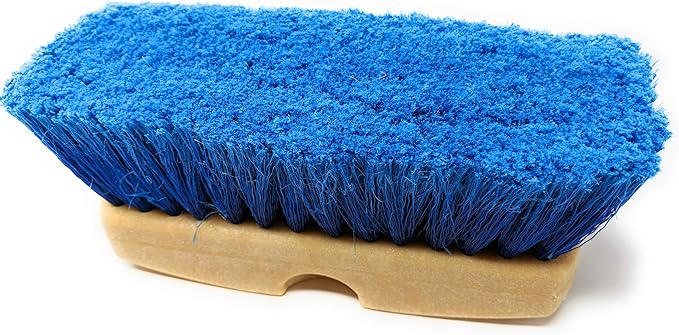 8 Inch Blue Obround Medium Soft Flow Through Scrub Brush with Flagged Ends for Car and House Cleaning, Car Wash Brush for RV's and Larger Vehicles.