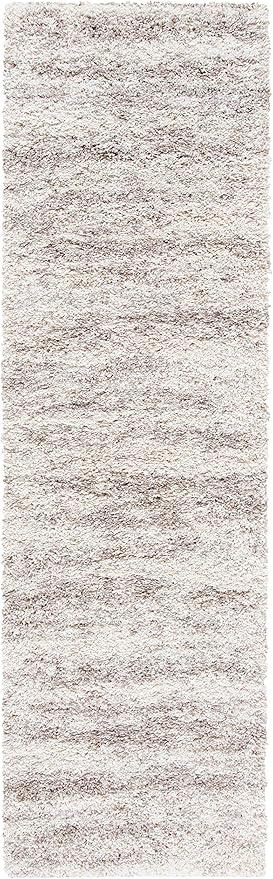 SAFAVIEH Hudson Shag Collection Area Rug - 2'3" x 16' Runner, Ivory/Beige, Geometric Design, Plush 1.9 Inch Thick Ideal for High Traffic Areas in Living Room, Bedroom, Dining (SGH206B)