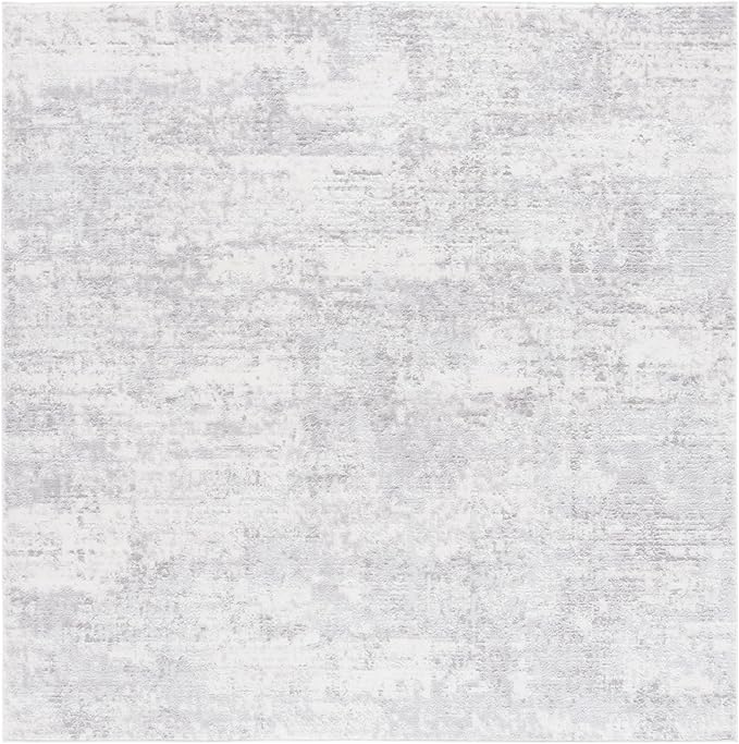 SAFAVIEH Amelia Collection Area Rug - 5'3" Square, Ivory & Light Grey, Modern Abstract Design, Non-Shedding & Easy Cleaning, Ideal for Living Room, Bedroom, Dining Space (ALA700F)