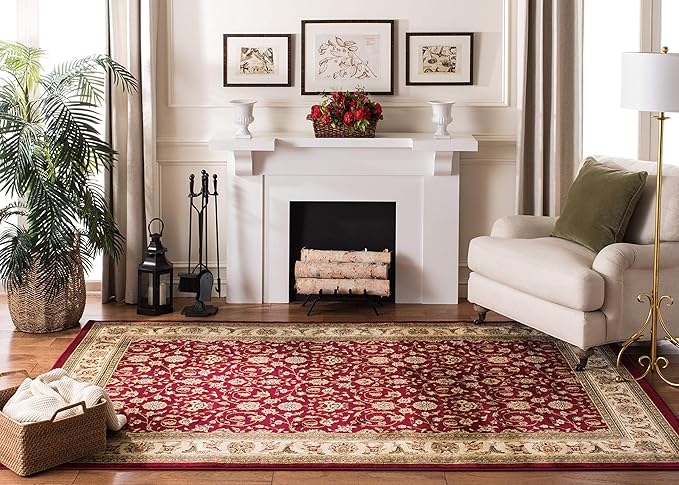 SAFAVIEH Lyndhurst Collection Area Rug - 6' x 9', Red & Ivory, Traditional Oriental Design, Non-Shedding & Easy Care, Ideal for High Traffic Areas in Living Room, Bedroom (LNH312A)