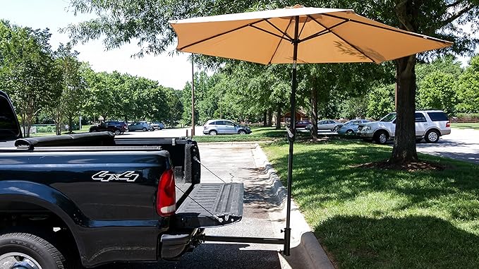 Camco Durable Hitch Mount Umbrella Holder- Sturdily Supports Large Patio and Outdoor Umbrellas on Your Hitch, Great for Traveling, Tailgating and Outdoor Events (51958)