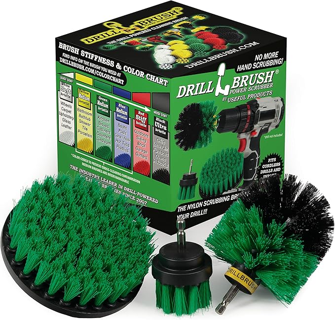 New Quick Change Shaft Bathroom Power Scrub Brush Tile and Grout Kit by Drillbrush