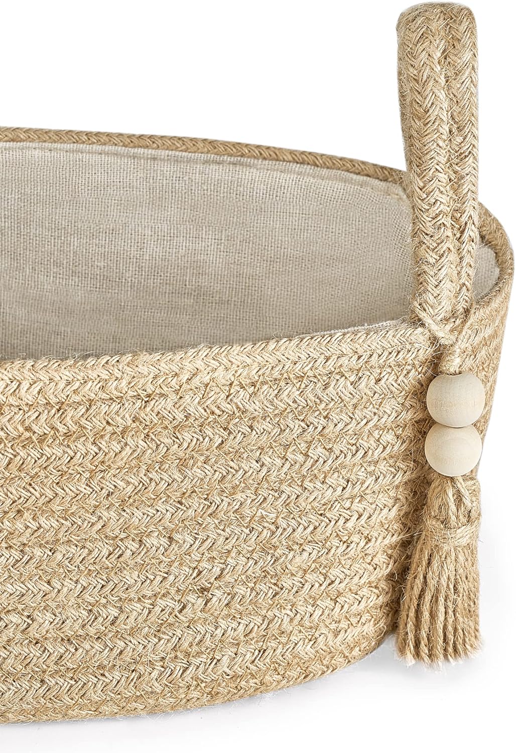 Small Storage Basket for Toilet Tank Top | Boho Bathroom Decor Woven Rope Organizer – Jute, 15.7" L x 6" W