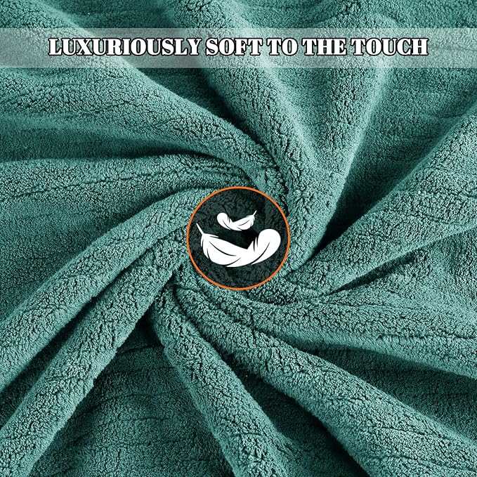 Bath Towels Set of 4 Extra Large 35 x 70 Inches,Luxury Thick High Absorbent and Quick Dry Bath Sheet,Ultra Soft Microfiber,Bathroom,Beach,Yoga,Sport,SPA,Fitness (Teal Green)
