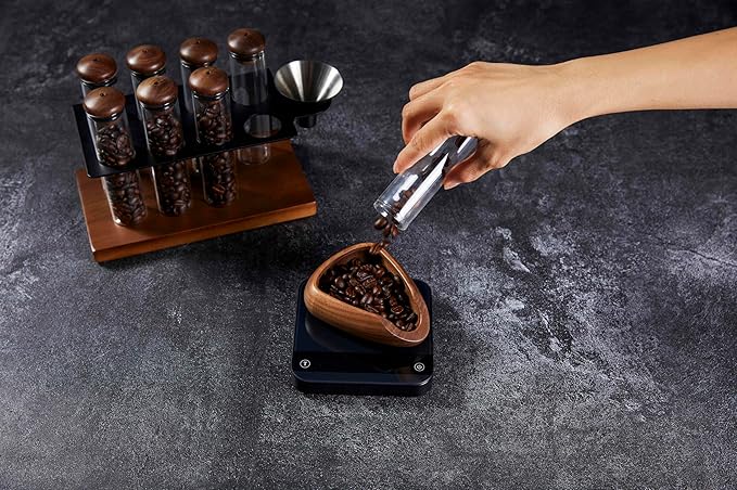 espresso coffee tool kit with single dose coffee bean storage, dosing cup and spray bottle for fresh brewing