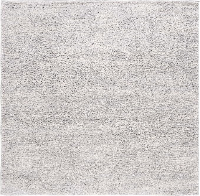 SAFAVIEH Berber Shag Collection Area Rug - 10' Square, Grey & Ivory, Plush Thick Pile, Ideal for Living Room, Bedroom, Dining Space (BER563G)