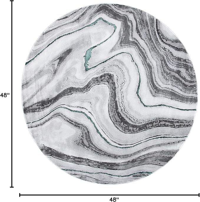 SAFAVIEH Craft Collection 4' Round Grey/Green CFT819Y Modern Abstract Non-Shedding Living Room Dining Bedroom Foyer Area Rug