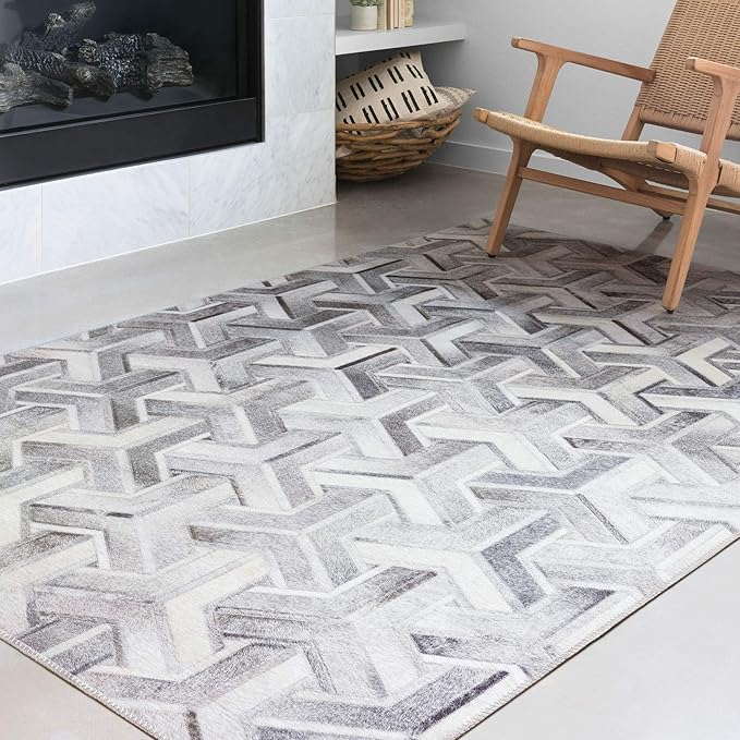 Loloi Maddox Collection MAD-05 Silver/Ivory 7'-6" x 9'-6" Area Rug