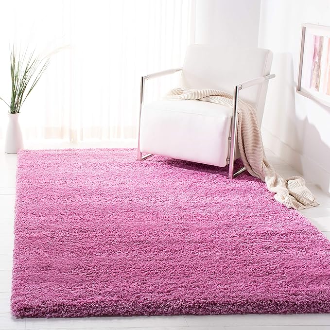 SAFAVIEH Santa Monica Shag Collection 4' x 6' Pink SGN725 Solid Non-Shedding Living Room Bedroom Dining Room Entryway Plush 2-inch Thick Area Rug