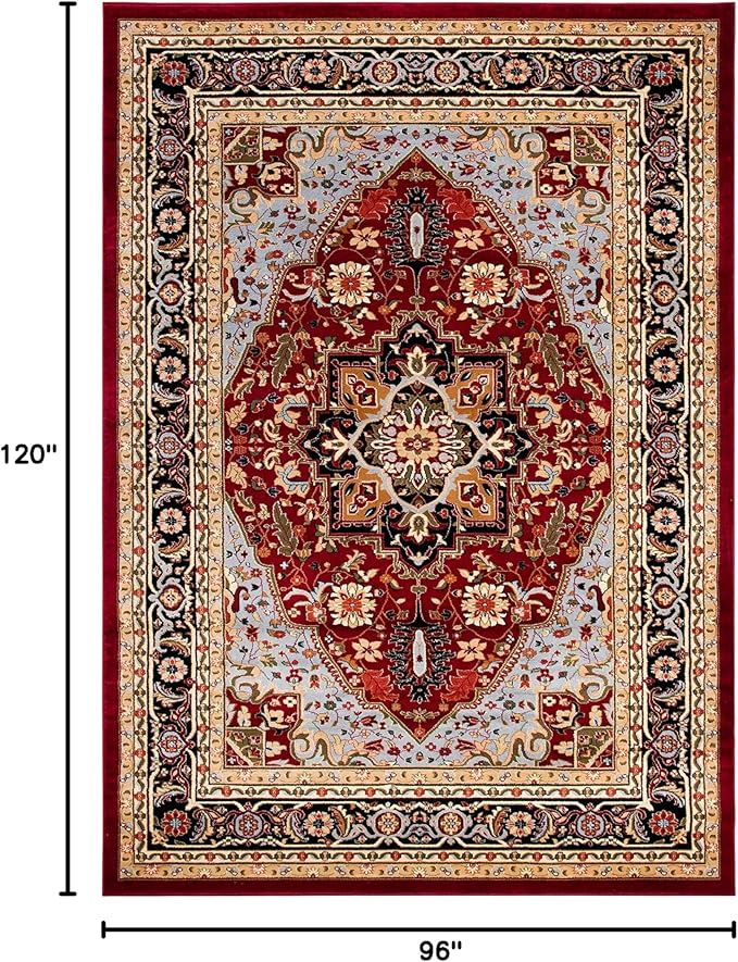 SAFAVIEH Lyndhurst Collection Area Rug - 8' x 10', Red & Black, Traditional Oriental Design, Non-Shedding & Easy Care, Ideal for High Traffic Areas in Living Room, Bedroom (LNH330B)