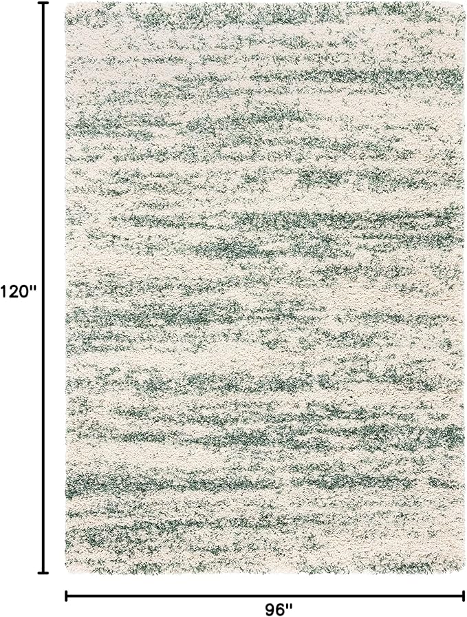 SAFAVIEH Area Rug 8x10 - Hudson Shag Collection - Large - Ivory & Green, Non-Shedding & Easy Cleaning, Ultra Plush Thick Pile, Ideal for Living Room, Bedroom, Dining Space (SGH206Y)