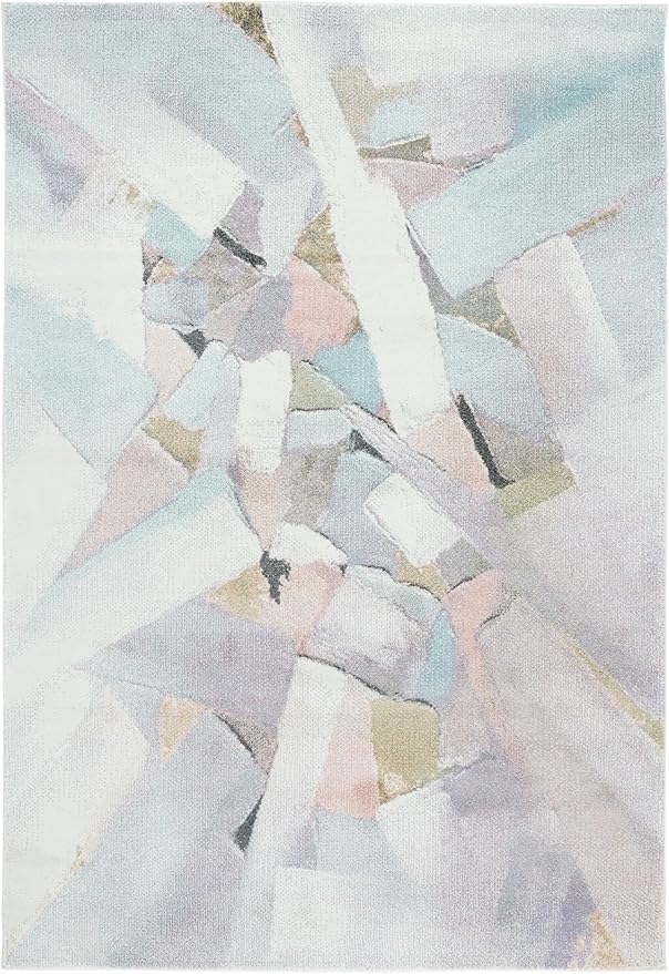SAFAVIEH Porcello Collection Area Rug - 4' x 6', Blue & Pink, Modern Abstract Pattern, Non-Shedding & Easy Care, Ideal for Living Room, Foyer, Bedroom (PRL6937J-4)