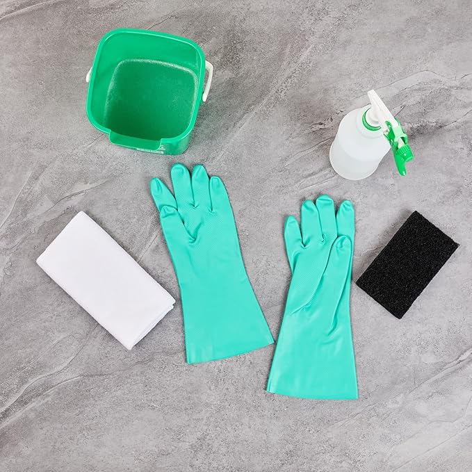 Green Cleaning Gloves 10 Pairs 15 Mil Thick Medium Heavy-Duty Nitrile Gloves With Long Cuff No-Latex Flock Lining For Use In Hospitals, Laboratories, Kitchens and Households