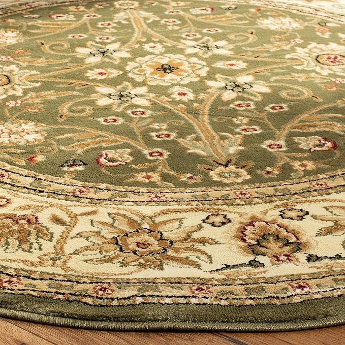 SAFAVIEH Lyndhurst Collection Area Rug - 6' Round, Sage & Ivory, Traditional Oriental Design, Non-Shedding & Easy Care, Ideal for High Traffic Areas in Living Room, Bedroom (LNH212C)