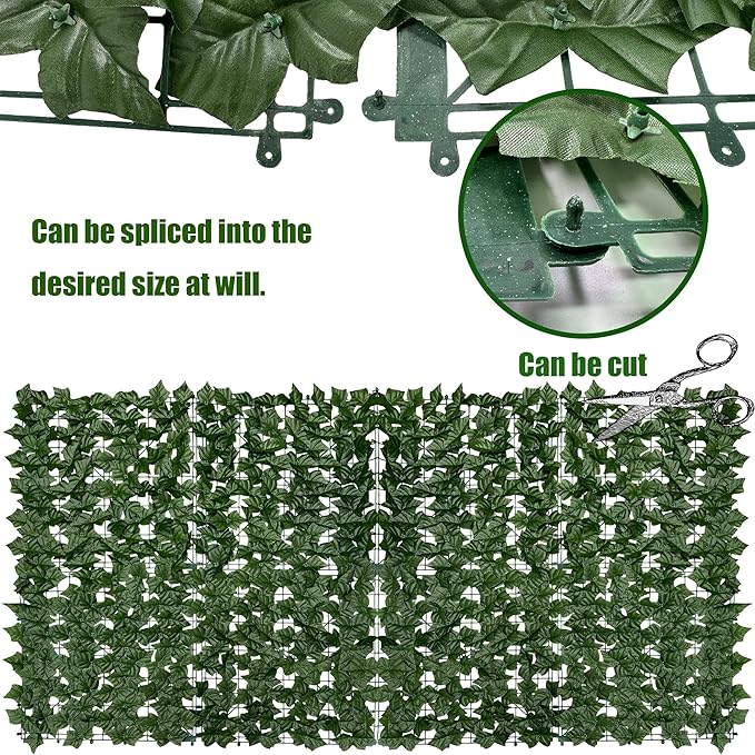 Artificial Ivy Privacy Fence Screen:140" by 60" (58.5 SQFT) UV-Anti Faux Hedge Fence and Fake Ivy Vine Leaf Wall Panels for Indoor&Outdoor Green Backdrop, Garden Greenery Decor