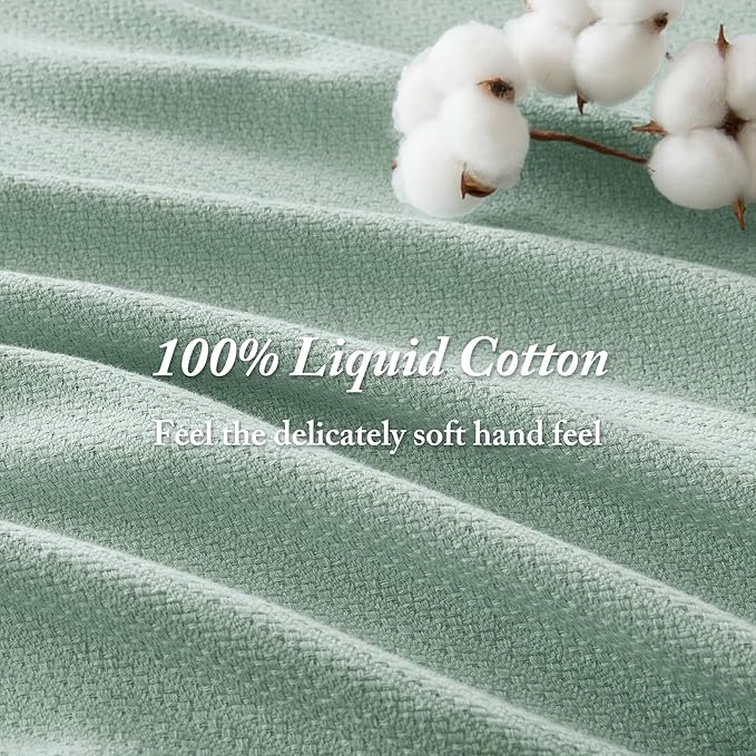 Madison Park Liquid Cotton Luxury Blanket Premium Soft Cozy 100% Ring Spun Cotton For Bed , Couch or Sofa, King, Sea Foam