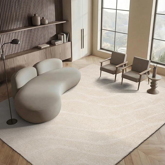 SAFAVIEH Area Rug 8x10 - Florida Shag Collection - Large - Creme & Creme, Non-Shedding & Easy Cleaning, Plush Thick Pile, Ideal for Living Room, Bedroom, Dining Space (SG472-1111)