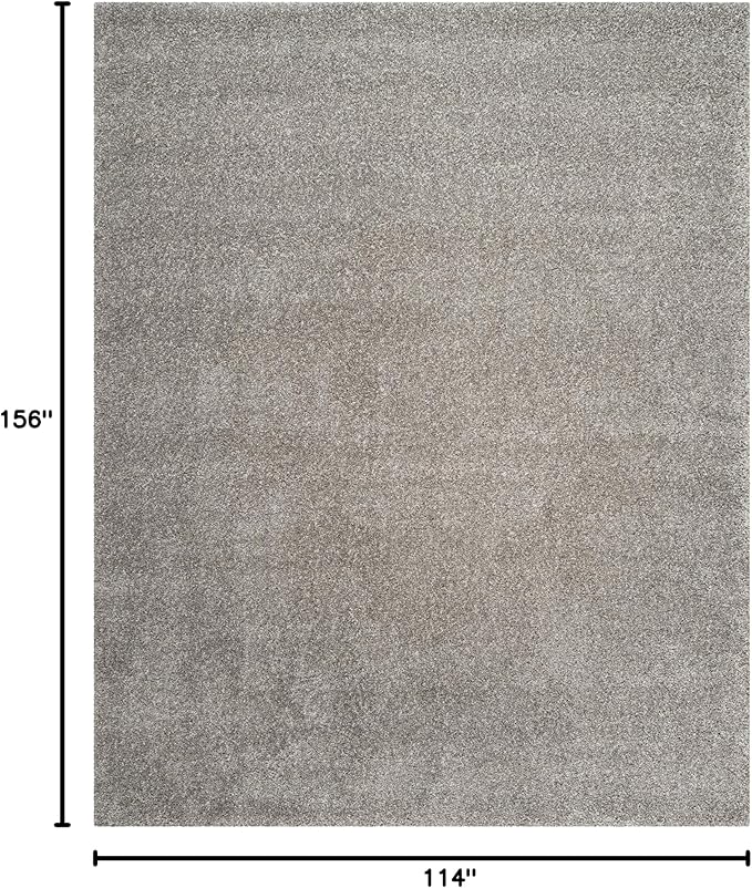 SAFAVIEH Santa Monica Shag Collection 9'6" x 13' Silver SGN725 Solid Non-Shedding Living Room Bedroom Dining Room Entryway Plush 2-inch Thick Area Rug