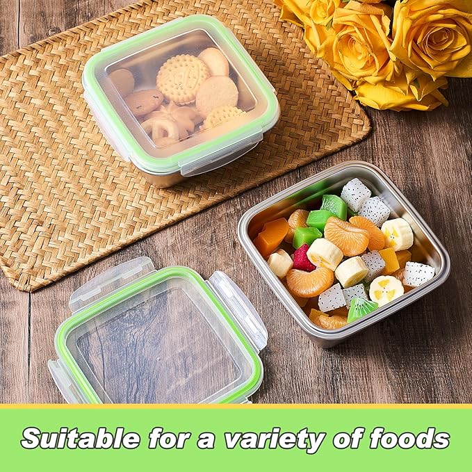 6 Pack Stainless Steel Sandwich Containers with Lids 25. 4 oz Metal Food Container for Lunch Boxes with Airtight Silicone Seal for Sandwiches and Snacks
