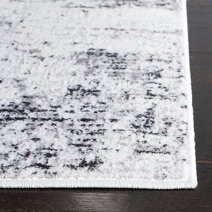 SAFAVIEH Amelia Collection Area Rug - 9' Square, Ivory & Grey, Modern Abstract Design, Non-Shedding & Easy Care, Ideal for High Traffic Areas in Living Room, Bedroom (ALA700C)