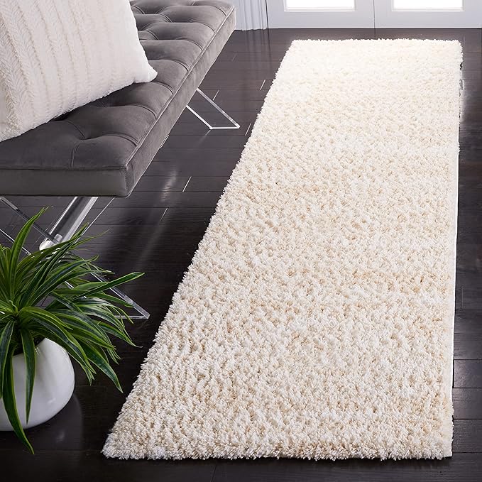 SAFAVIEH Berber Shag Collection Runner Rug - 2'3" x 10', Ivory & Beige, Non-Shedding & Easy to Clean, Plush Thick Pile, Ideal for Bedroom, Hallway, Foyer, Entryway (BER563A)