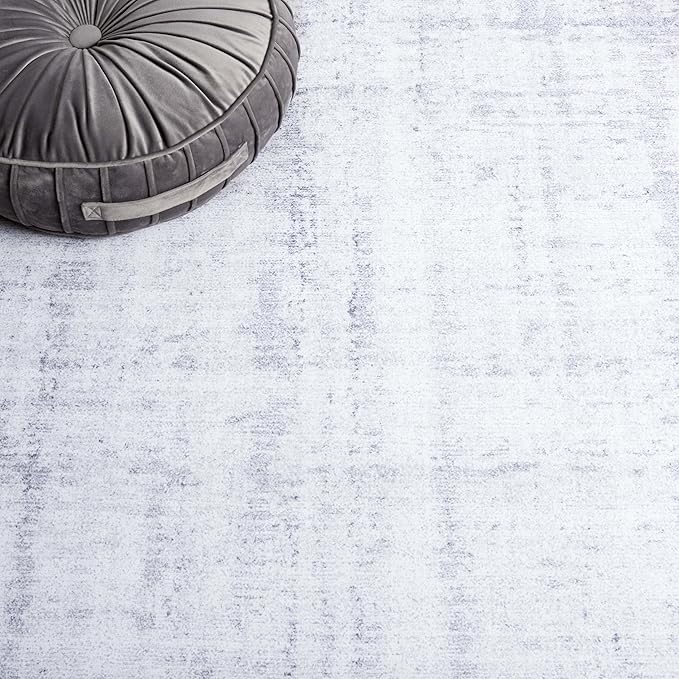 SAFAVIEH Washable Rug Tacoma Collection - 8' Square, Light Grey & Grey, Slip Resistant & Easy to Clean, Ideal for Living Room, Bedroom, Home Office, Dining Space (TAC857F)