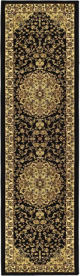 SAFAVIEH Lyndhurst Collection Runner Rug - 2'3" x 6', Black & Ivory, Traditional Oriental Medallion Design, Non-Shedding & Easy Care, Ideal for High Traffic Areas in Living Room, Bedroom (LNH222A)