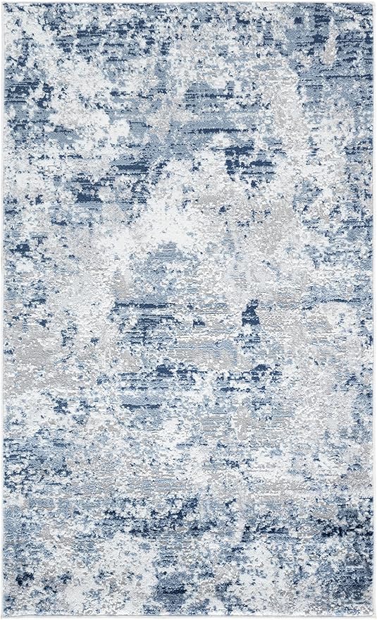 SAFAVIEH Amelia Collection Accent Rug - 3' x 5', Navy & Grey, Modern Abstract Design, Non-Shedding & Easy Care, Ideal for High Traffic Areas in Entryway, Living Room, Bedroom (ALA705N)