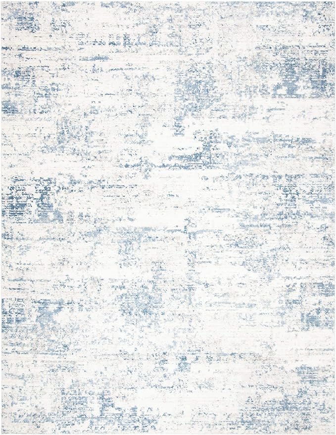 SAFAVIEH Amelia Collection Area Rug - 10' x 14', Ivory & Blue, Modern Abstract Design, Non-Shedding & Easy Care, Ideal for High Traffic Areas in Living Room, Bedroom (ALA700A)