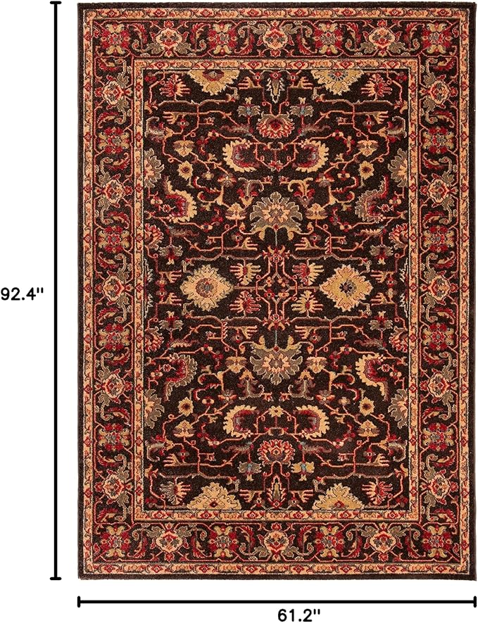 SAFAVIEH Mahal Collection Area Rug - 5'1" x 7'7", Brown & Beige, Traditional Oriental Design, Non-Shedding & Easy Care, Ideal for High Traffic Areas in Living Room, Bedroom (MAH693T)