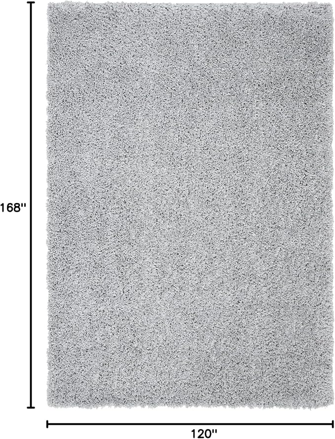 SAFAVIEH August Shag Collection Area Rug - 10' x 14', Silver, Solid Design, Non-Shedding & Easy Care, 1.5-inch Thick Ideal for High Traffic Areas in Living Room, Bedroom (AUG200G)