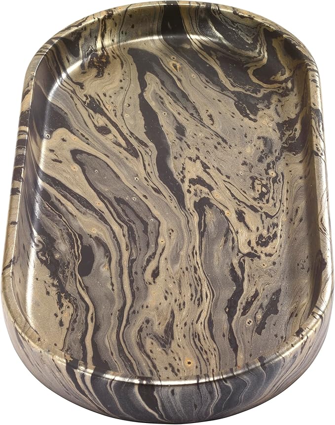 Nicole Miller - Vanity Tray, Resin Multipurpose Organizer, Resin Bathroom Accessories, Ideal for Kitchen & Bathroom, Dorm Room Essentials (Harper Collection, Black/Gold)