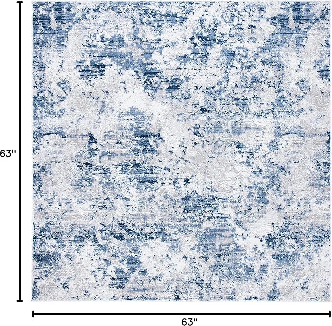 SAFAVIEH Amelia Collection Area Rug - 5'3" Square, Navy & Grey, Modern Abstract Design, Non-Shedding & Easy Care, Ideal for High Traffic Areas in Living Room, Bedroom, Dining Room (ALA705N-5SQ)