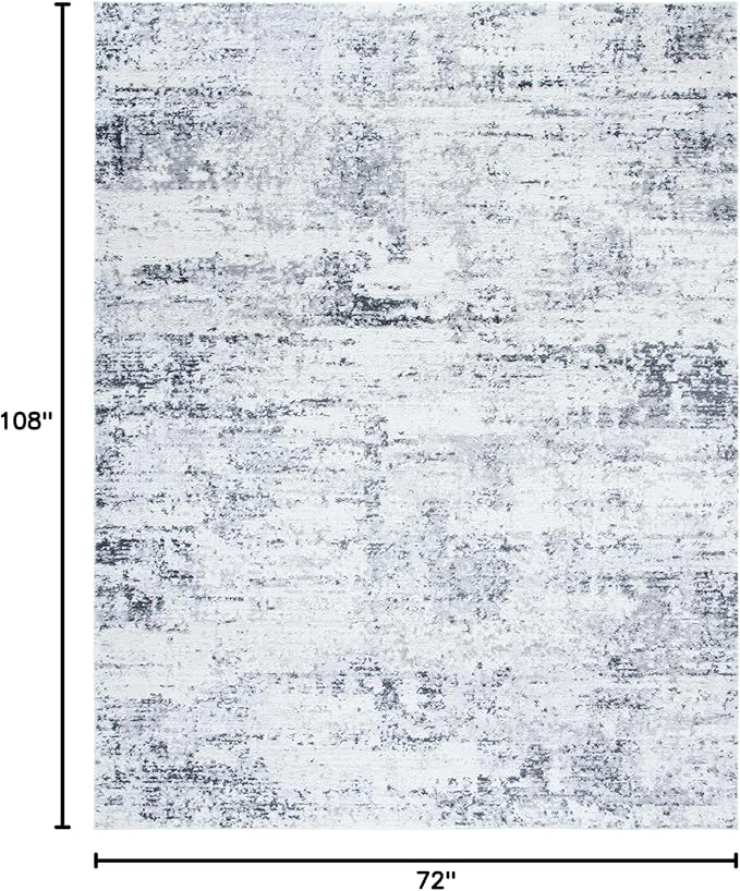 SAFAVIEH Amelia Collection Area Rug - 6' x 9', Ivory & Grey, Modern Abstract Design, Non-Shedding & Easy Care, Ideal for High Traffic Areas in Living Room, Bedroom (ALA700C)