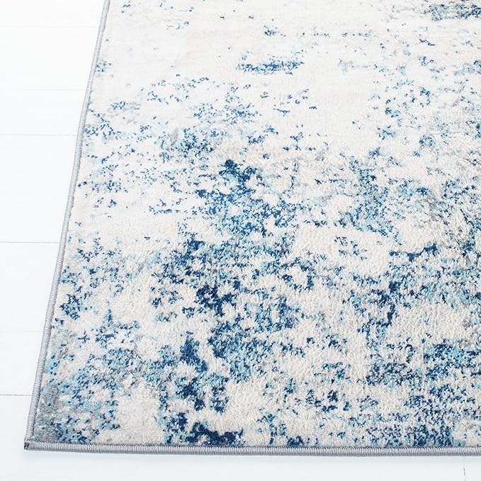 SAFAVIEH Brentwood Collection X-Large Area Rug - 11' x 15', Ivory & Navy, Modern Abstract Design, Non-Shedding & Easy Care, Ideal for High Traffic Areas in Living Room, Bedroom (BNT822B)