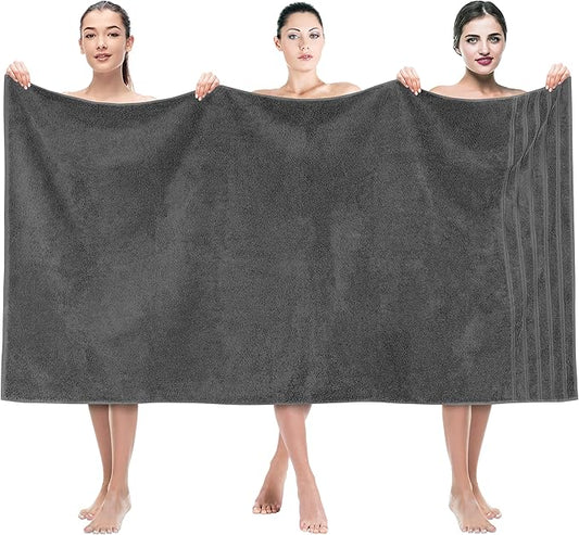 American Soft Linen 35x70 Jumbo Large Bath Towel, 600 GSM 100% Cotton Turkish Bath Sheet, Oversized Luxury Bath Towel for Bathroom Beach and Pool, Dark Gray