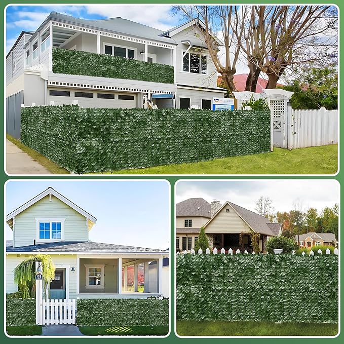 Artificial Ivy Privacy Fence Screen, 160x40 inch Artificial Hedge Grass Wall，Faux Ivy Fence Privacy Screen, Decoration for Patio, Balcony, Garden, Backyard Indoor Outdoor Decor