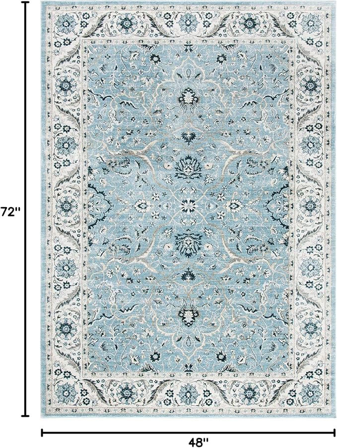 SAFAVIEH Isabella Collection Accent Rug - 4' x 6', Light Blue & Cream, Oriental Design, Non-Shedding & Easy Care, Ideal for High Traffic Areas in Entryway, Living Room, Bedroom (ISA912M)