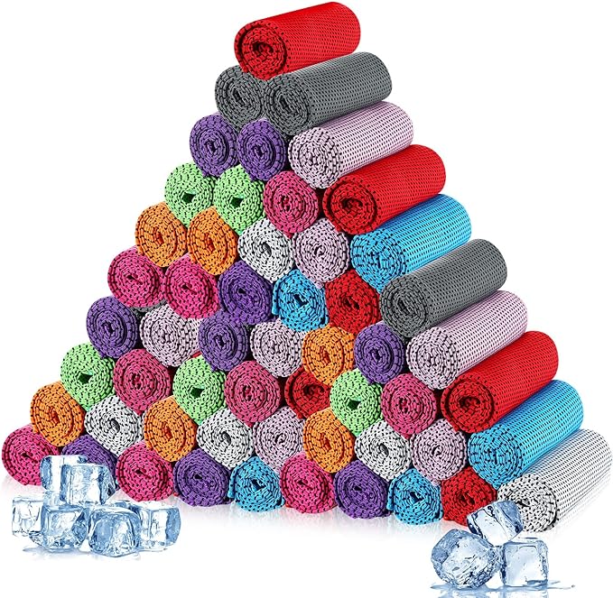 Maitys 500 Pack Cooling Towels for Neck and Face Bulk, 32 x 12 Inch Microfiber Ice Chilly Cold Sports Towel Breathable Workout Rags for Hot Weather Gym Yoga Golf Beach Running